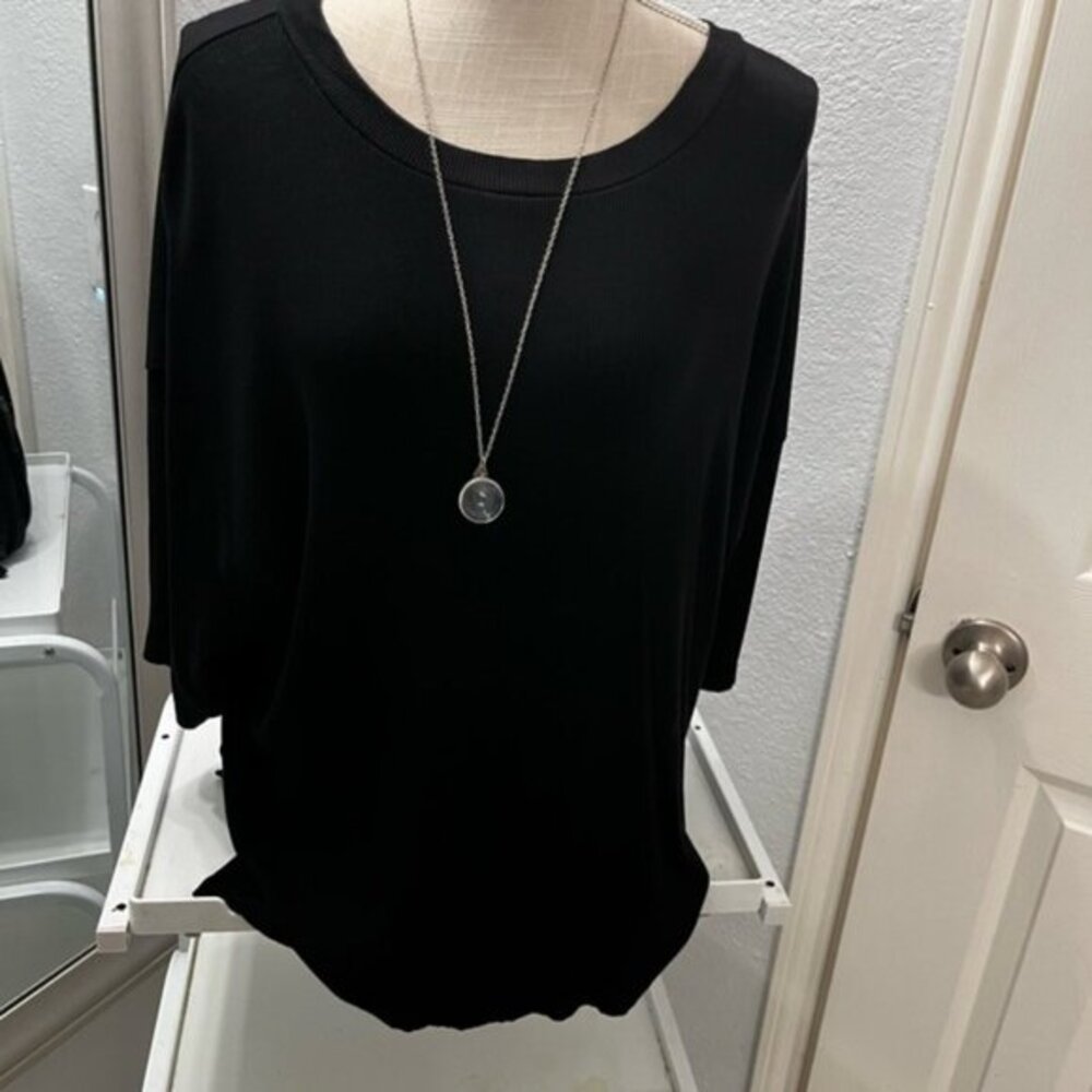 Jess lea Elegant Black Women's Short Sleeve Oversized Top large